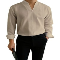 Sanviglor Muška majica V Vrući izrez Majica Solid Color Majica Regular Fit Summerhirt Majice Bluza Khaki 2xl