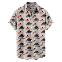 4. jula muška havajska majica USA Nacionalna majica zastava Grafički 3D košulja Collar Street casual kratki rukav ispisujući odjeću ulice preterano
