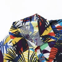 Zodggu ponude Havajske košulje za muškarce Tropical Patchwork Print kratkih rukava Ljetna modna bluza vrhom Dugme Lapse Ležerne prilike Crew izrez Ogrlica muško slobodno vrijeme 12