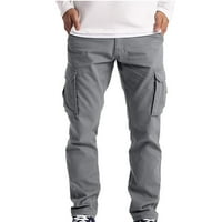 Vivianyo HD hlače za muškarce Modni teretni muški povremeni puni labavi sportski džepovi dugačke hlače pantalone bljeskalice Picks Grey