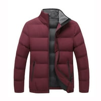 Ikevan Muški kaputi zima donje pamučna jakna Čvrsta boja kratka postolja Collar pamučna jakna vina 4