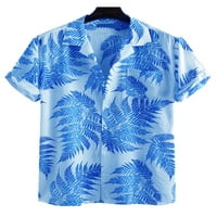 Majica NOLLA MENS majica dolje niz kratki rukav majica Muškarci Havajske ljetne košulje rever izrez Tee Pink 3xl