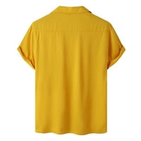 Pgeraug Muška majica Čvrsta kratkih rukava Single savratnike polo majice za muškarce Yellow 3xl