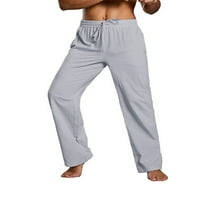 Ležerne pantalone za muškarce labave fit ravne noge hlače elastične struke struka ljetne hlače sa džepovima