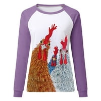 Košulje za žene Crewneck grafički duks pijetaolov pulover casual dugih rukava poklon za bluzu plus veličina