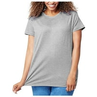 Amousa majice za žene Žene Modne pune boje Majica kratkih rukava Plus veličine okruglih vrata