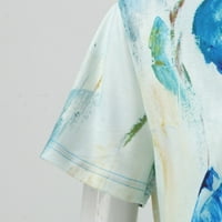 Sayhi ženske labave ljetne košulje na vrhu kratkih rukava s kratkim rukavima tamno plava L