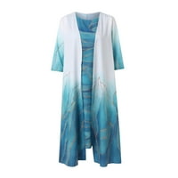 Cleance ženska modna ženska ljetna rukava Smock + haljina dvije set duge haljine plaže maxi haljina