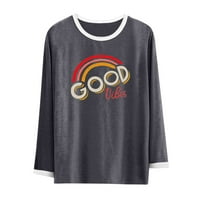 Majice s dugim rukavima za žene T majice Ljetne t košulje Rainbow Pismo Ispisano Ležerne prilike za majice