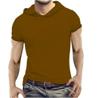 Penkiiy Modni Muškarci Puna bez rukava Casual Tenk Hort rukava s kapuljačom majice s džepovima XXXL Brown na prodaju