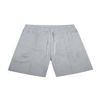 Lunceo Muške kratke hlače visoke struke Ljetne kratke hlače sa džepovima dno Muške labave mini pantalone Classic Fit Crdstring Light Sive 2xL