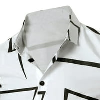 Muško ljetno casual top košulja geometrijske košulje s kratkim rukavima okrenite košulju na ovratniku