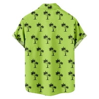 Muška havajska majica Stretch plaža Tropical Palm Tree Patch print Aloha košulje casual s kratkim rukavima dolje grafički T majice vrhovi sa džepovima zelene s