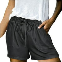 Pgeraug pantalone za žene nacrtajući udobne sportske elastične kratke hlače za žene za žene sive m