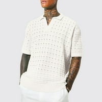 Prevelike majice za muškarce pletenje kratkih rukava Ležerne majice V rect majica