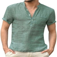 Avamo postolje ovratnik pulover Muške posteljine gumbi T-majice Labavi trening trčanje bluza TEE Ljetna Henley majica
