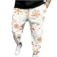 Hlače Muškarci Ležerne modne dukseve Božićni 3D ispisane elastične pantalone Grafičke dnevne hlače Ispisane džepove