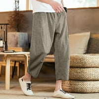 Hlače za muškarce muške pamučne posteljine čvrste boje casual pantalone japanske posteljine sportske hlače stopala muške hlače