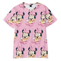 Mickey Mouse & Friends Smiješan grafički grafički kratki rukav Grafički posad opuštena fit majica Majica i mladi, Cartoon Mickey Mouse Casual Top