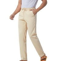 Jacenvly Carhartt pantalone za muškarce čišćenje Duge ravne noge hlače elastična džepa za struk ravnica muške hlače Ležerne prilike za vezanje noge prozračne pantalone