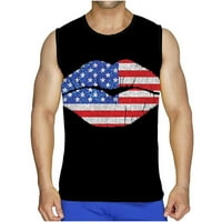 Hinvhai majica bez rukava za muškarce čišćenje muškaraca zastava pulover 3D digitalni tisak majica na vrhu prsluka crna 8