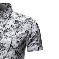 Haljina za muškarce cvjetne tiskane havajske majice kratki rukav casual gumb dolje Slim Fit Tops bluza