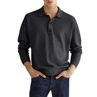 Jesenja šik muški pulover Top muški modni casual jednostavan tipka za baršunasto košulje u boji dugih