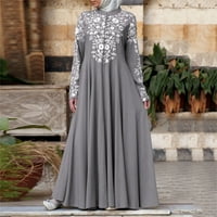 Haljine za žene kaftan arapski jilbab abaya čipke šivanje maxi ženske padajuće modne sive 2xl