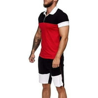 Muška uzorka u boji uzorak za ispis i kratke hlače Postavite sportski gumb Polo vrhovi trenerke za trenerke