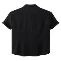Leuncero Boys Majica Muška pamučna posteljina Tee Plain Color Ljetni vrhovi Majica Slim bluza Kratki rukav TOP Black L