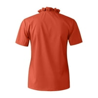 Labavi priključak V-izrez na vrhu košulje u boji, casual elegantne dressy kratkih rukava ženske majice Ljetna tunika narančasta xxl