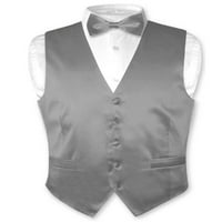 Biagio Muška svilena haljina Vest luk kravata Čvrsta drvena ugljena siva Boja Set SZ S