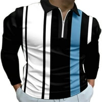 Glookwis Muške majice prugasti vrhovi rever vrat polo majica tenis klasična fit bluza dugih rukava majica stil b 2xl