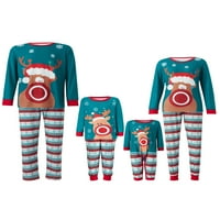 Usklađivanje obiteljske božićne pidžame s dugim rukavima Božićne snježne pahulje Elk Print Tops pantalone Noćna odjeća za spavanje