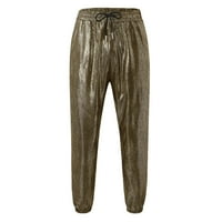 Eczipvz teretni hlače muške fitness trčanje pantalone nacrtavanje labavog struka džepa u boji labav duks zlato, 3xl