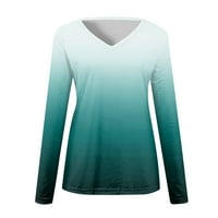 Strungten ženski modni casual dugih rukava gradijentni ispis V izrez pulover Top bluza