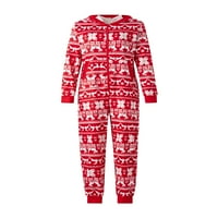 Xkwyshop Porodična božićna pidžama Podudaranje set Snowflake jelena Onesie s kapuljačom Zip po jedan PJS za parove, djecu crvena