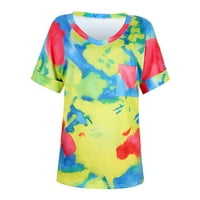 Ženska ljetna modna ležerna majica V-izrez za tiskanu majicu Top bluza Women majica Muškarcijska majica