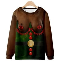 Homodles Muški dukseri s dugim rukavima - Crewneck Hoodless Print 3D Dugi rukav pulover Vojska zelena Veličina XXL