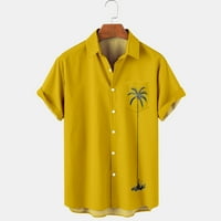 Muška košulja Žuta muška majica Muška ljetna moda Havajska stil kratkih rukava majica