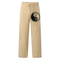 Muška modna ležerna kasurna posteljina džepova čipkaste hlače Velike veličine hlače traperice kaki m