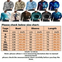 Leuncero Novelty 3D grafički print Modna majica za muškarce Casual Loose dugih rukava posada za bluzu