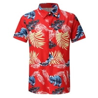 B91XZ košulje za muškarce Proljeće Muške košulje Kratko ljeto Plaža Ruba rukava Ležerne prilike ispisane modne muške majice Muška majica crvena, veličina XXL