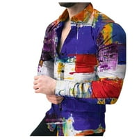 Muška majica Ležerna stilska labava fit tie-dye Ispiši gornji gumb s kardnom kariganom Labavim specijalnim