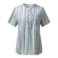 Qazqa vrhovi za žene kratki rukav ljetni modni casual trendi ispisani majica majica majica majica, majice dame bluze plavi xxl
