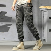 Muške hlače plus veličine džep solidne elastične hlače u cjelokupnim hlačama
