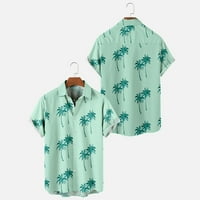 Muške štampane havajske košulje s kratkim rukavima majica na plaži za majicu za muškarce za muškarce majice zelena m
