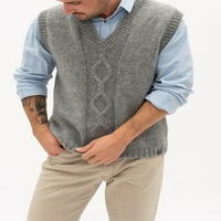 Langwyque bez rukava od rukava V-izrez CHUNKY kabelski džemper pulover