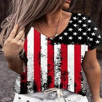 Dan neovisnosti Ljeto Ženski kratki rukav Vruća s kratkim rukavima Bluza Labavi tunik Osnovne majice Majica Američka zastava USA 4th. srpnja Zvezde Stripes The
