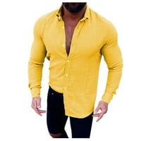Obične majice Muška povremena puna pamučna košulja dugih rukava tanka singlarna košulja na sila